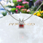 Load image into Gallery viewer, Asscher Cut Garnet Pendant Necklace, A Burgundy Treasure Solitaire
