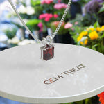 Load image into Gallery viewer, Asscher Cut Garnet Pendant Necklace, A Burgundy Treasure Solitaire
