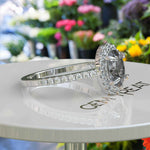 Load image into Gallery viewer, Sleek Oval Cut Gray Moissanite Engagement Ring - Modern Elegance
