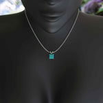 Load image into Gallery viewer, Mystic Allure: Asscher Cut Turquoise Solitaire Pendant Necklace, A Coastal Gemstone Oasis
