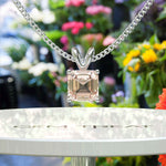 Load image into Gallery viewer, Gemstone of Harmony: Asscher Cut Morganite Solitaire Pendant Necklace Adorned
