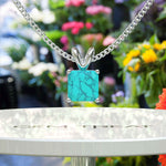 Load image into Gallery viewer, Mystic Allure: Asscher Cut Turquoise Solitaire Pendant Necklace, A Coastal Gemstone Oasis
