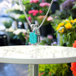 Load image into Gallery viewer, Mystic Allure: Asscher Cut Turquoise Solitaire Pendant Necklace, A Coastal Gemstone Oasis
