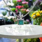 Load image into Gallery viewer, Mystic Allure: Asscher Cut Turquoise Solitaire Pendant Necklace, A Coastal Gemstone Oasis
