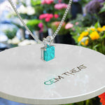 Load image into Gallery viewer, Mystic Allure: Asscher Cut Turquoise Solitaire Pendant Necklace, A Coastal Gemstone Oasis
