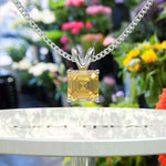 Load image into Gallery viewer, A Gem’s Purity, Asscher Cut Yellow Sapphire Solitaire Adorns This Pendant Necklace
