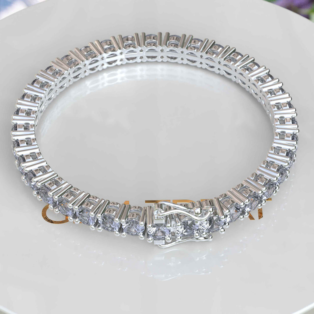 16.0ct Elegance, 5.0mm Gray Moissanite Tennis Bracelet, A Dance of Light