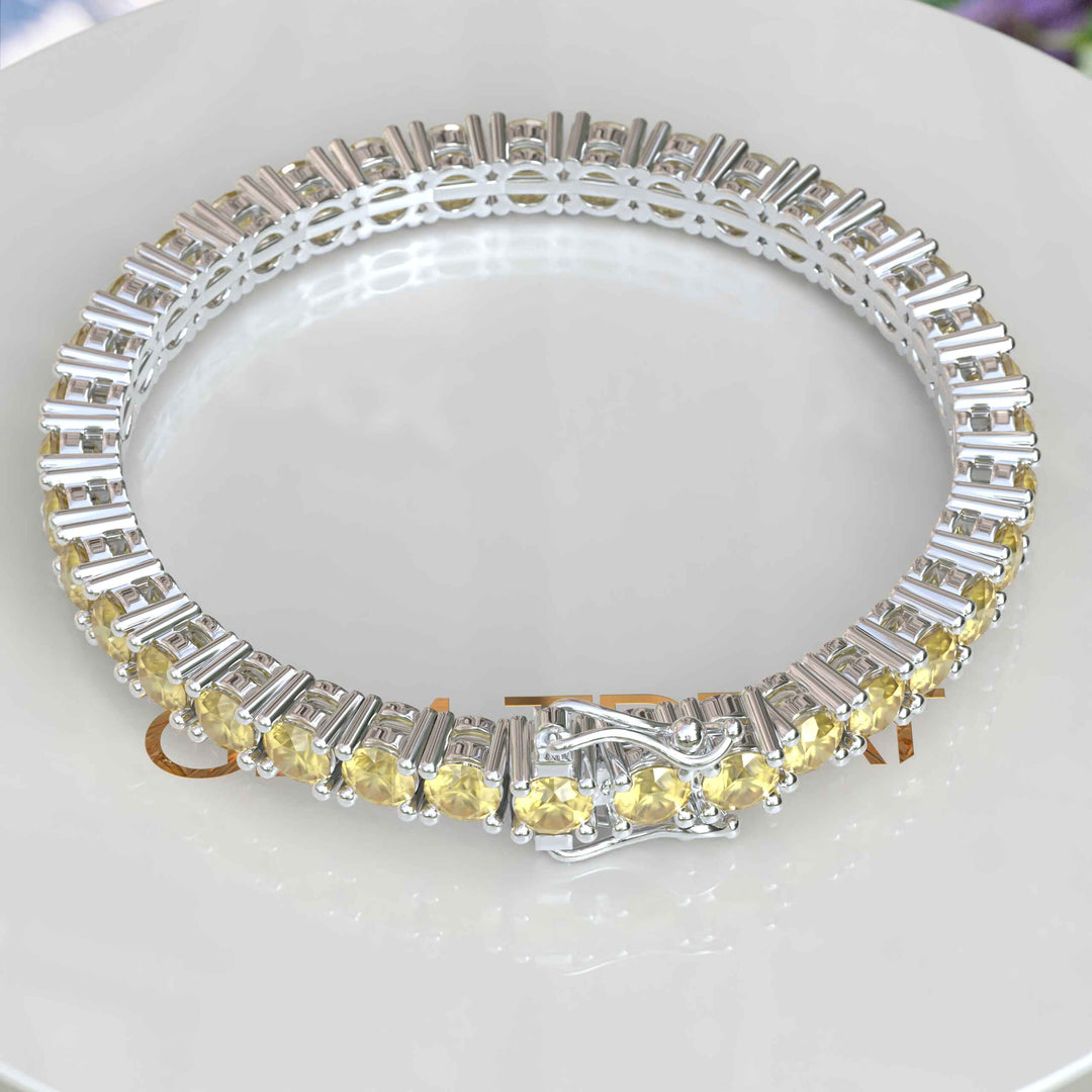 Luxurious 16.0ct Yellow Sapphire Tennis Bracelet with 5.0mm Stones