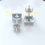 Load image into Gallery viewer, Crystal Clear Beauty: Stud Earrings Featuring Princess Cut Aquamarine in Bezel Design
