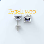 Load image into Gallery viewer, Earrings of Royalty: Bezel-Encased Princess Cut Blue Sapphire Studs.
