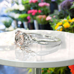 Load image into Gallery viewer, Celtic Dreamscape: Brilliant Round Morganite Solitaire Ring
