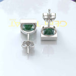 Load image into Gallery viewer, Forest Whispers: Princess Cut Moss Agate Bezel-Set Stud Earrings
