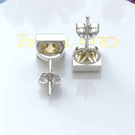 Load image into Gallery viewer, Golden Radiance: Bezel Set Yellow Moissanite Princess Cut Stud Earrings.
