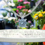 Load image into Gallery viewer, Bespoke Luxury: Cushion Cut Blue Moissanite Solitaire Pendant Necklace Masterpiece
