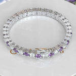 Load image into Gallery viewer, Purple Majesty: 5.0mm Round Amethyst Tennis Bracelet Adorned with Alternating Moissanites
