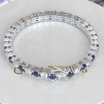 Load image into Gallery viewer, Sapphire Elegance: 5.0mm Alternating Blue Sapphire &amp; Moissanite Tennis Bracelet
