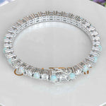 Load image into Gallery viewer, Rainbow Radiance: Tennis Bracelet Featuring 5.0mm Round Opal and Moissanite
