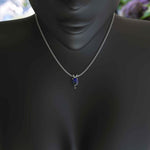 Load image into Gallery viewer, Graceful Allure: Pear Cut Blue Sapphire Solitaire Pendant Necklace Masterpiece
