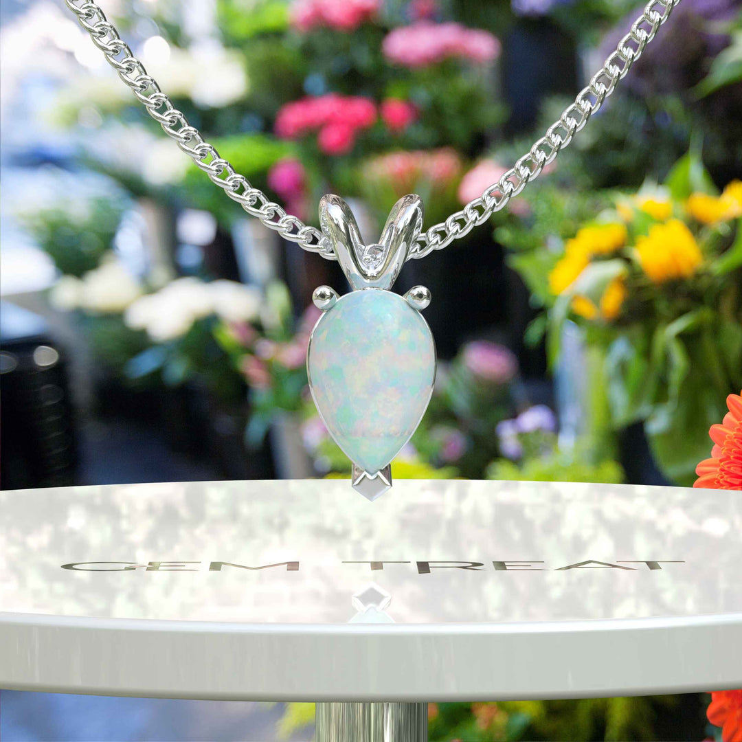 Discover the Allure: Pear Shape Opal Solitaire Pendant Necklace Craftsmanship