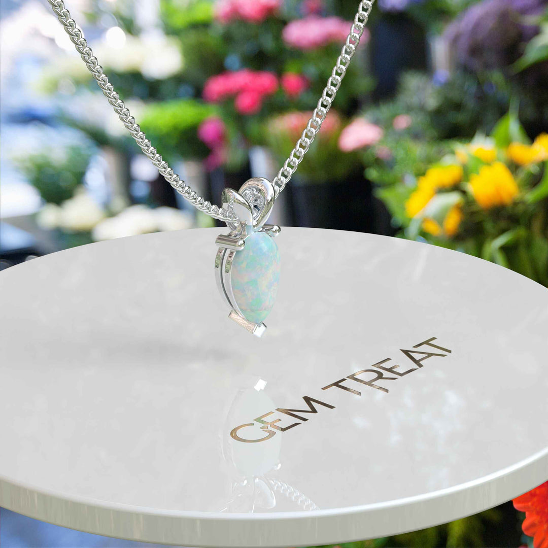 Discover the Allure: Pear Shape Opal Solitaire Pendant Necklace Craftsmanship