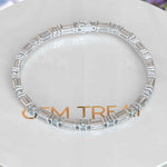 Load image into Gallery viewer, Ocean Treasure: Aquamarine and Baguette Moissanite Tennis Bracelet in a Harmonious Dance
