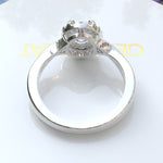 Load image into Gallery viewer, Spiraled Elegance: Halo Ring Featuring 1ct Oval White Moissanite on a Twisted Silver Band
