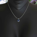 Load image into Gallery viewer, Blue Haven: A Tranquil Solitaire Round London Blue Topaz Pendant Necklace, Ocean&#39;s Embrace
