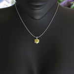 Load image into Gallery viewer, Golden Embrace: Sparkling Round Yellow Sapphire Solitaire Pendant Necklace Masterpiece
