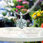 Load image into Gallery viewer, Radiant Sea Blue Round Aquamarine Solitaire Pendant Necklace in Sterling Silver
