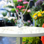 Load image into Gallery viewer, Radiant Sea Blue Round Aquamarine Solitaire Pendant Necklace in Sterling Silver
