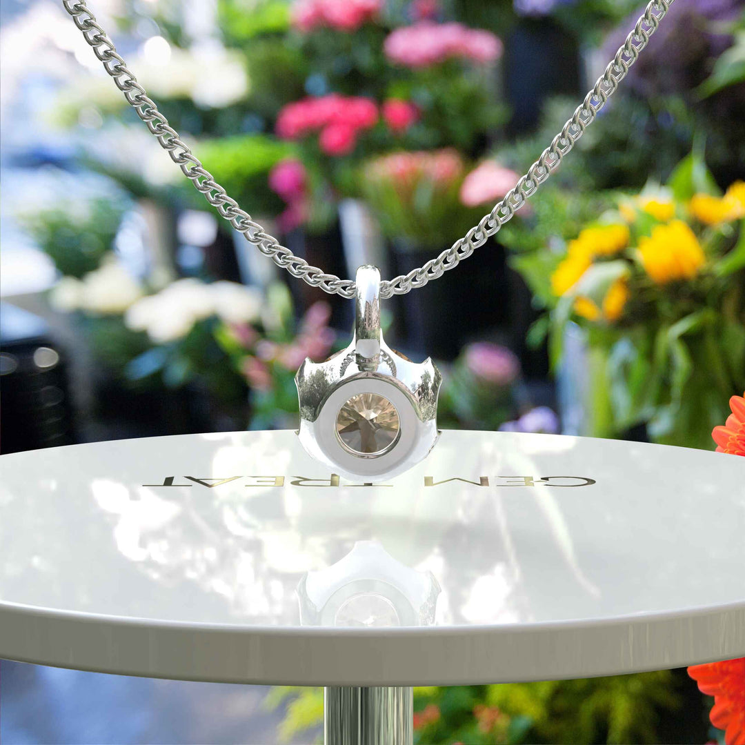 Where Elegance Meets Sparkle: Champagne Moissanite Luxe Solitaire Pendant Necklace Elegance