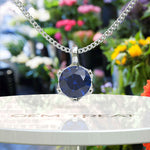 Load image into Gallery viewer, Blue Haven: A Tranquil Solitaire Round London Blue Topaz Pendant Necklace, Ocean&#39;s Embrace
