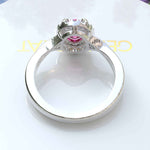 Load image into Gallery viewer, Celebrate Love with Sparkling Halo: Oval Pink Sapphire Ring with Twisted Shank
