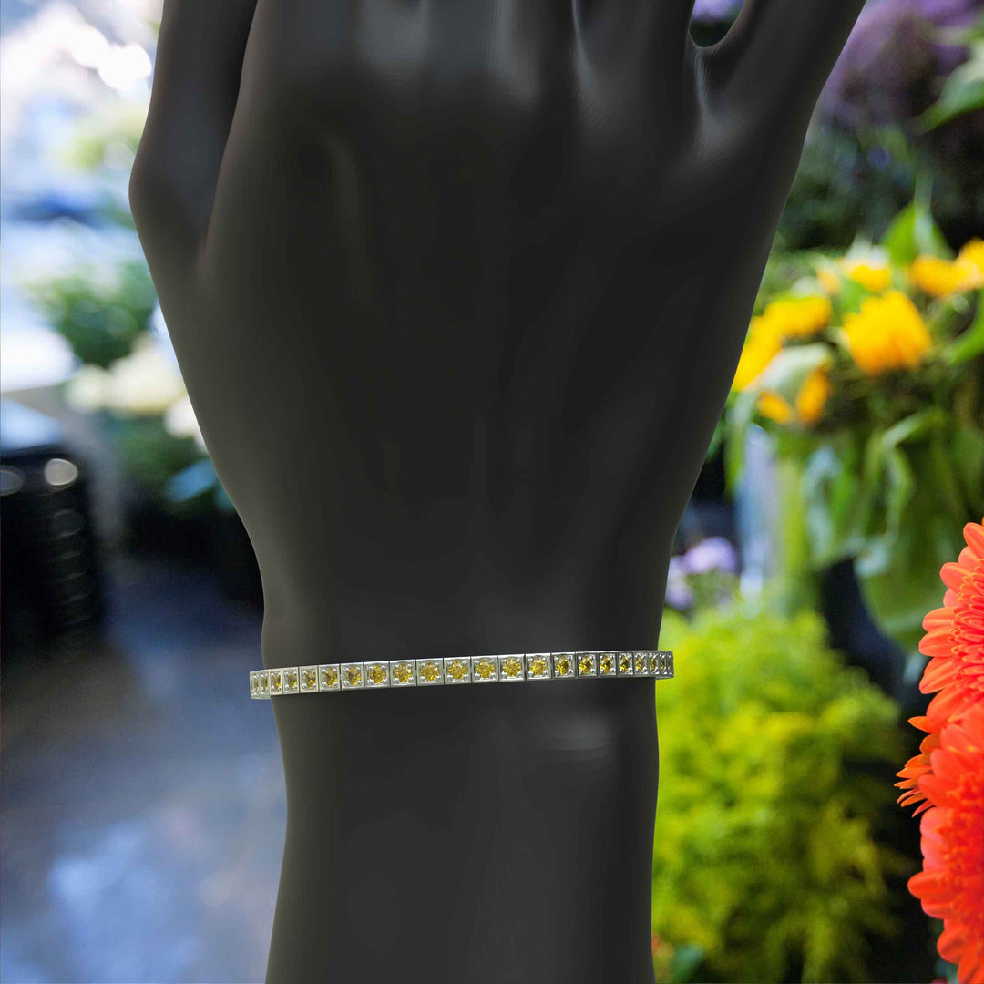 Golden Elegance: Round Citrine Tennis Bracelet Masterpiece