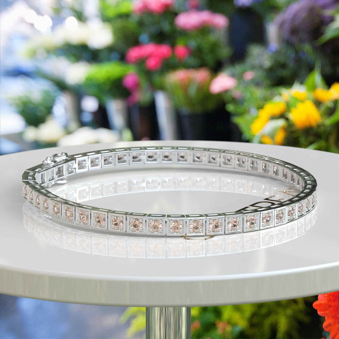 Peachy Radiance, Entrancing Morganite Tennis Bracelet Unleashing a Glow