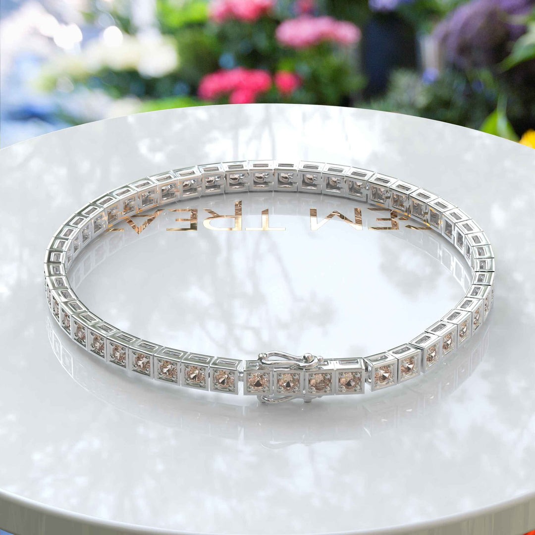 Peachy Radiance, Entrancing Morganite Tennis Bracelet Unleashing a Glow