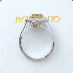 Load image into Gallery viewer, Sapphire Splendor: Floral Round Yellow Sapphire Halo Ring
