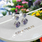 Load image into Gallery viewer, Mesmerizing Hues: Round Alexandrite Dangle Earrings.
