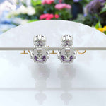 Load image into Gallery viewer, Lavender Gleam: Round Amethyst Drop Earrings in Sterling Silver.
