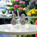 Load image into Gallery viewer, Pink Harmony: Smooth Round Rose Quartz Drop Earrings
