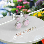 Load image into Gallery viewer, Pink Harmony: Smooth Round Rose Quartz Drop Earrings
