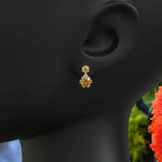 Load image into Gallery viewer, Sunburst Splendor: Delicate Round Citrine Drop Earrings for Enchanting Charm.
