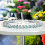 Load image into Gallery viewer, Glistening Sea: Cyan Moissanite Chain Bracelet Splendor
