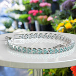 Load image into Gallery viewer, Glistening Sea: Cyan Moissanite Chain Bracelet Splendor
