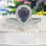 Load image into Gallery viewer, Alexandrite Pear Cut Halo Ring – Timeless Beauty in Silver
