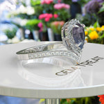 Load image into Gallery viewer, Alexandrite Pear Cut Halo Ring – Timeless Beauty in Silver
