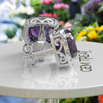 Load image into Gallery viewer, Lavish Lilac Luster: 8.0ctw Cushion Cut Amethyst Halo Stud Earrings.
