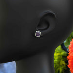 Load image into Gallery viewer, Lavish Lilac Luster: 8.0ctw Cushion Cut Amethyst Halo Stud Earrings.
