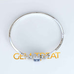 Load image into Gallery viewer, Artisan Crafted 4.0ct Blue Moissanite Bangle Bracelet in Emerald Cut
