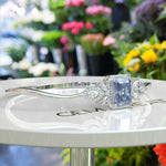 Load image into Gallery viewer, Artisan Crafted 4.0ct Blue Moissanite Bangle Bracelet in Emerald Cut
